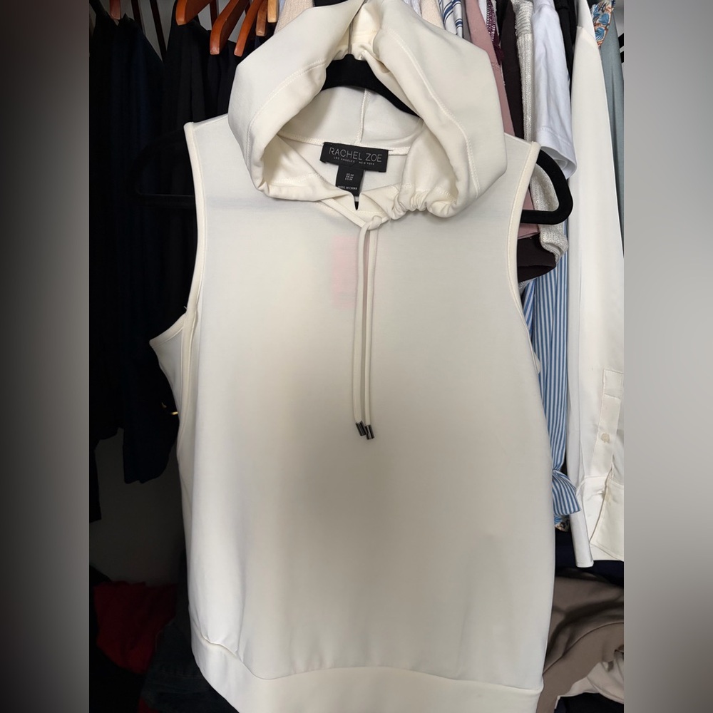Rachel Zoe Off-White Sleeveless Hoodie
